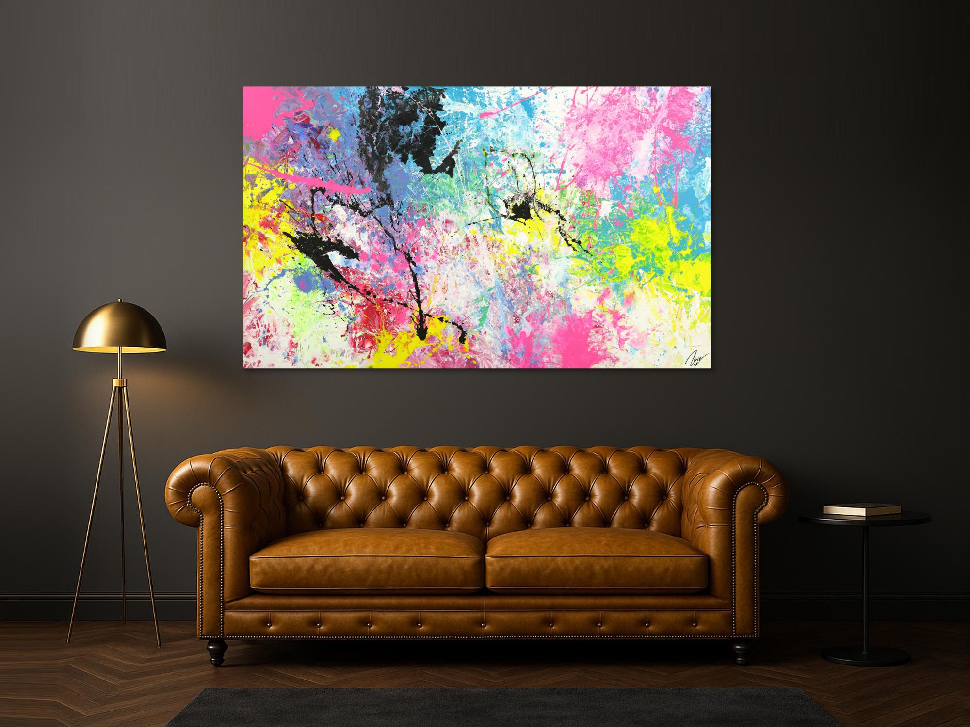 Abstraktes Gemälde Action Painting Modern Art Handgemalt bunt auf Leinwand