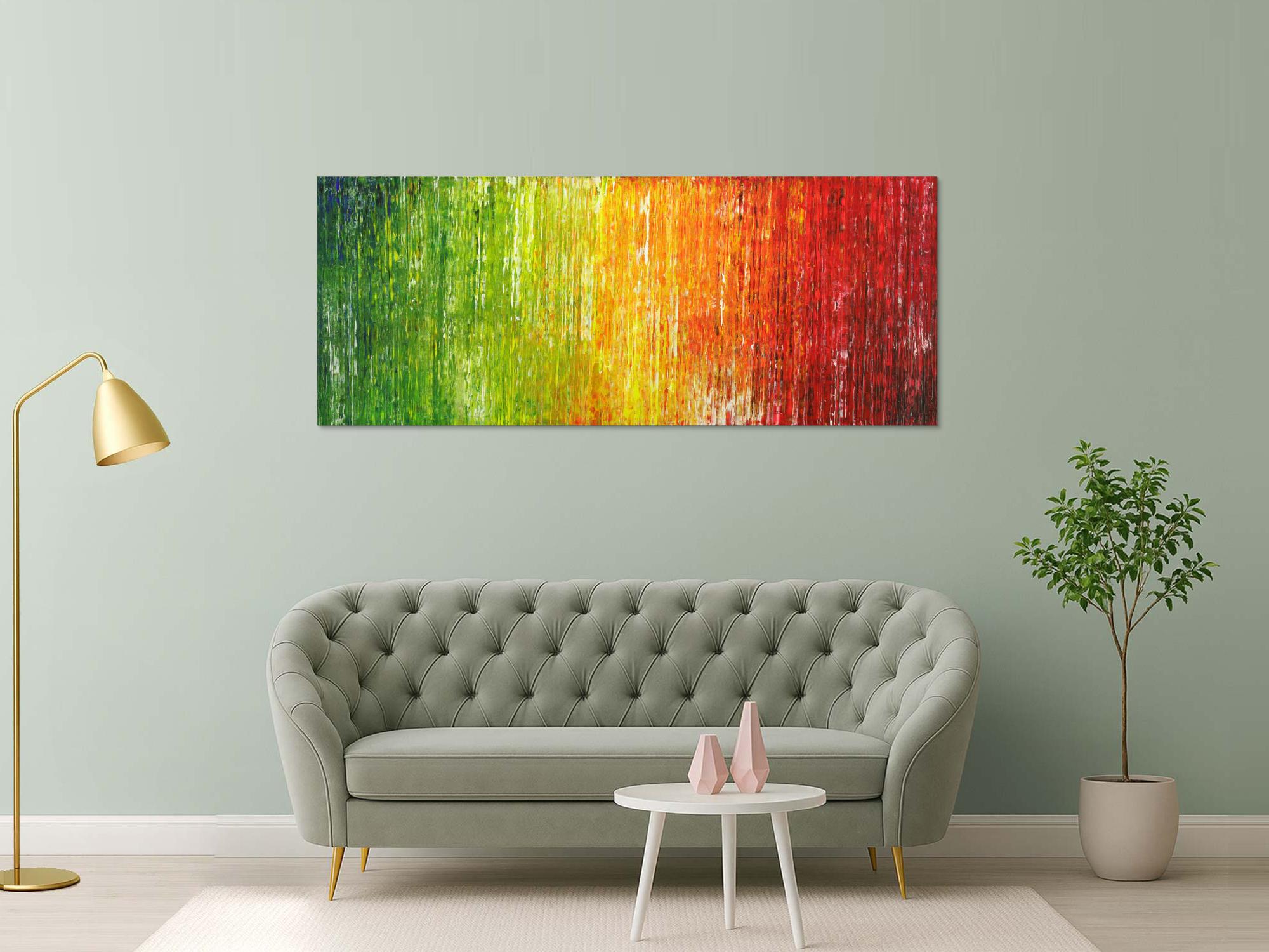 Abstraktes Acrylbild bunte Farben Spachteltechnik Modern Art auf Leinwand