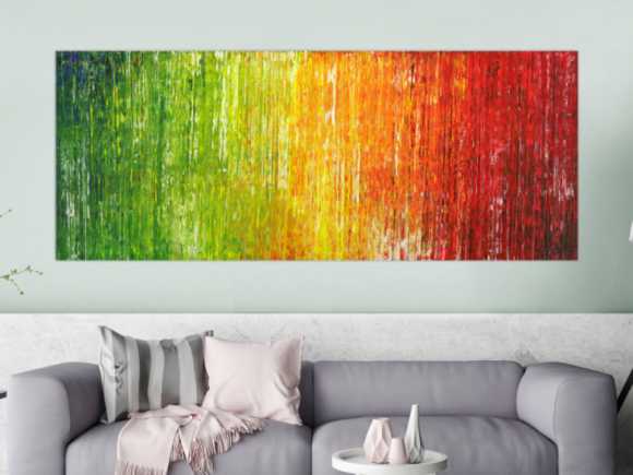Abstraktes Acrylbild bunte Farben Spachteltechnik Modern Art auf Leinwand
