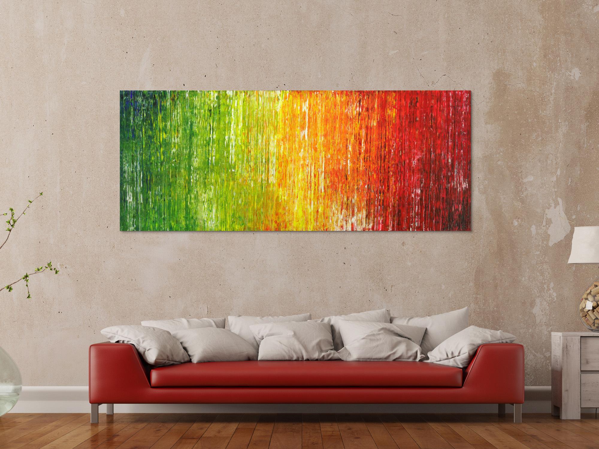 Abstraktes Acrylbild bunte Farben Spachteltechnik Modern Art auf Leinwand