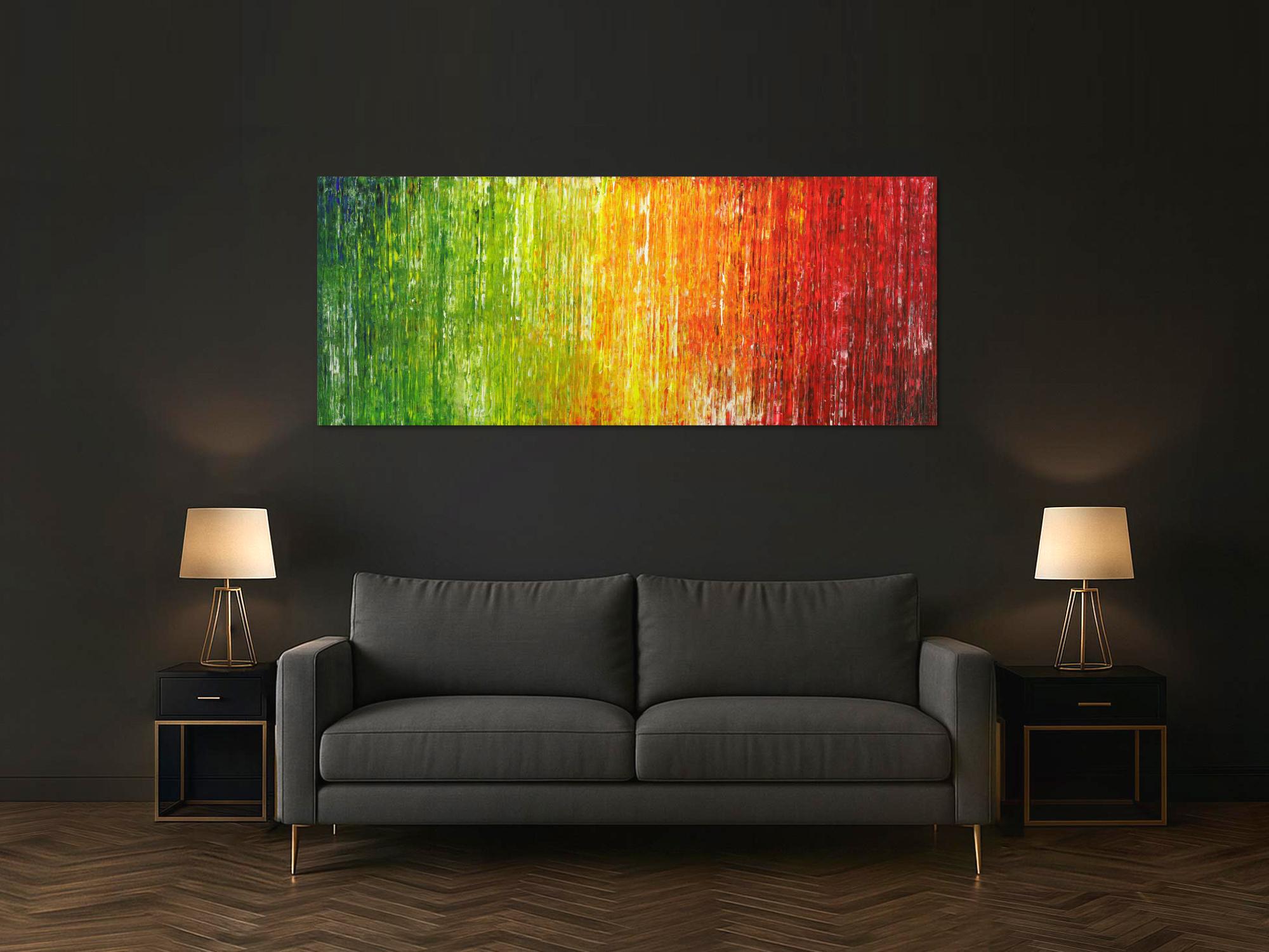 Abstraktes Acrylbild bunte Farben Spachteltechnik Modern Art auf Leinwand