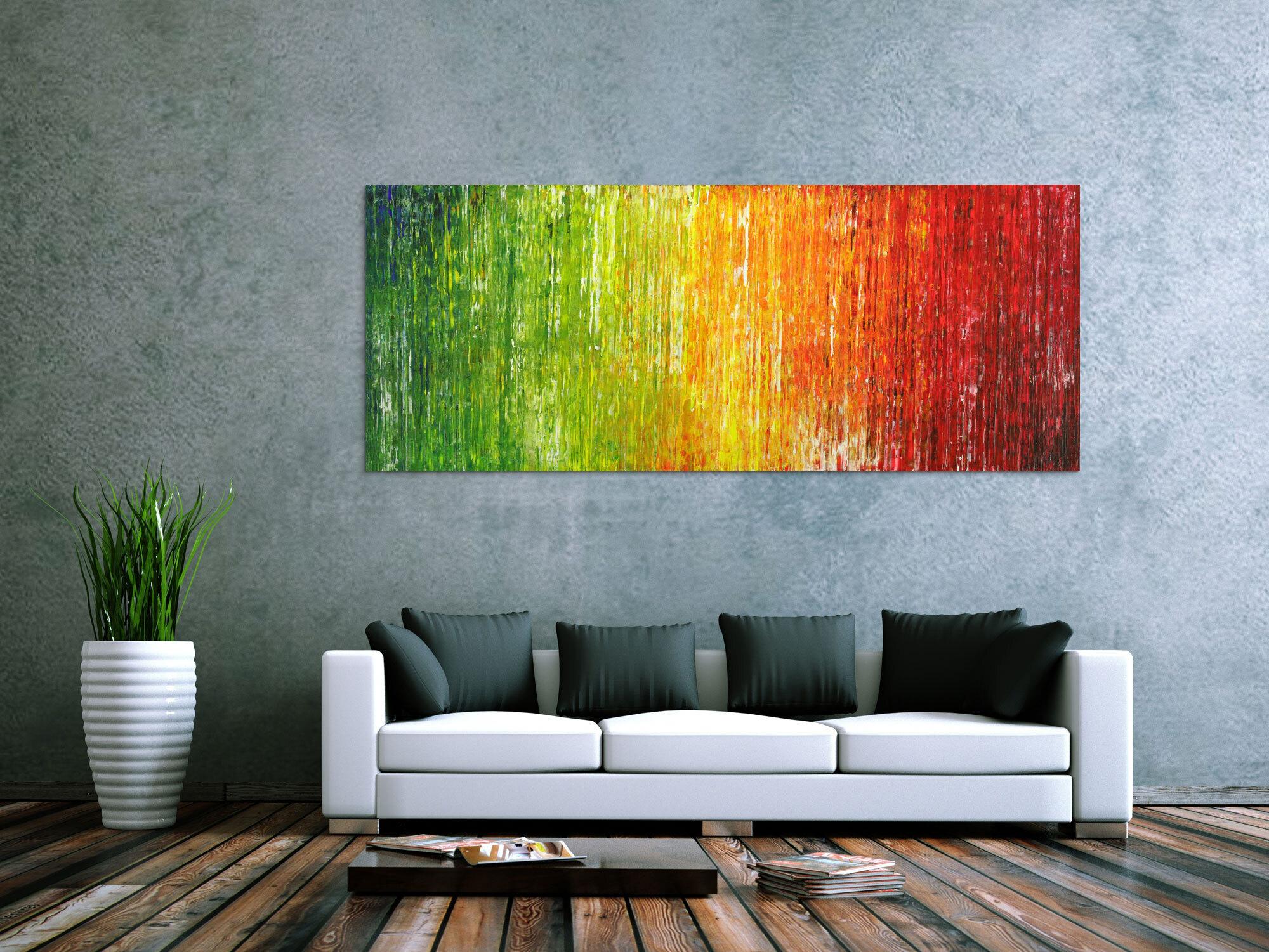 Abstraktes Acrylbild bunte Farben Spachteltechnik Modern Art auf Leinwand
