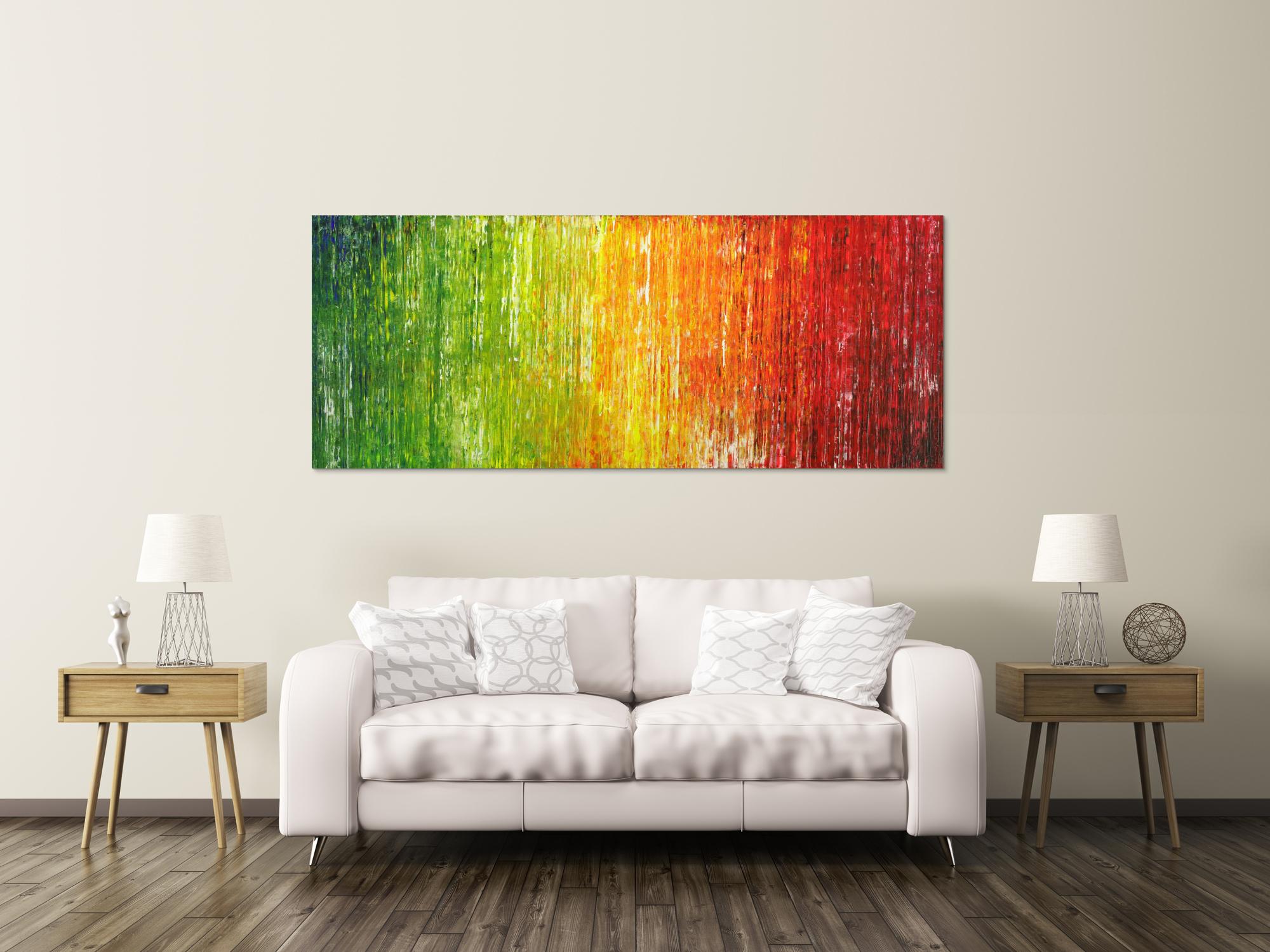 Abstraktes Acrylbild bunte Farben Spachteltechnik Modern Art auf Leinwand