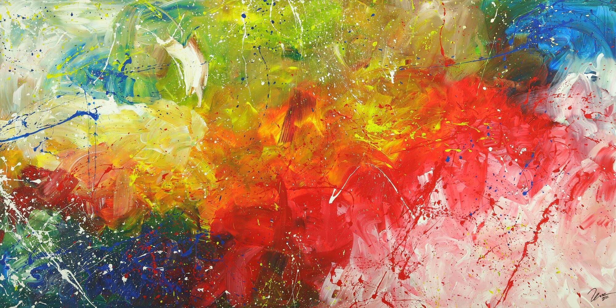 Abstraktes Gemälde Modern Art bunte Farben handgemalt auf Leinwand