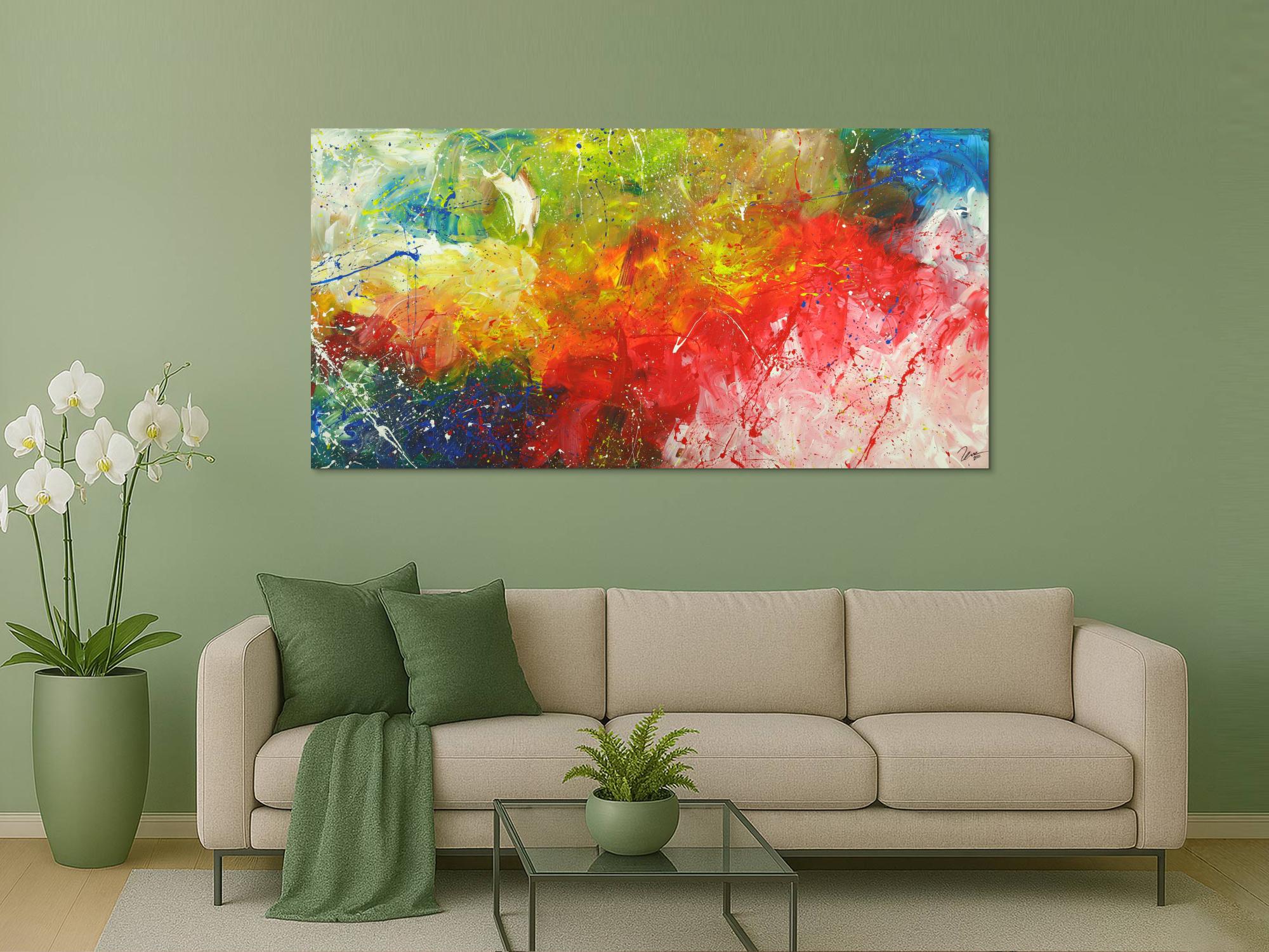 Abstraktes Gemälde Modern Art bunte Farben handgemalt auf Leinwand