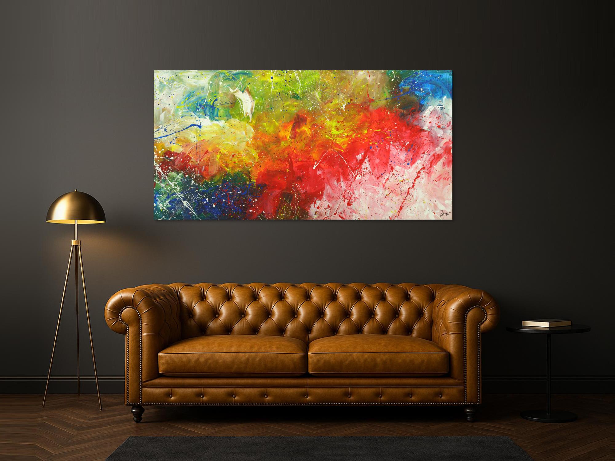 Abstraktes Gemälde Modern Art bunte Farben handgemalt auf Leinwand