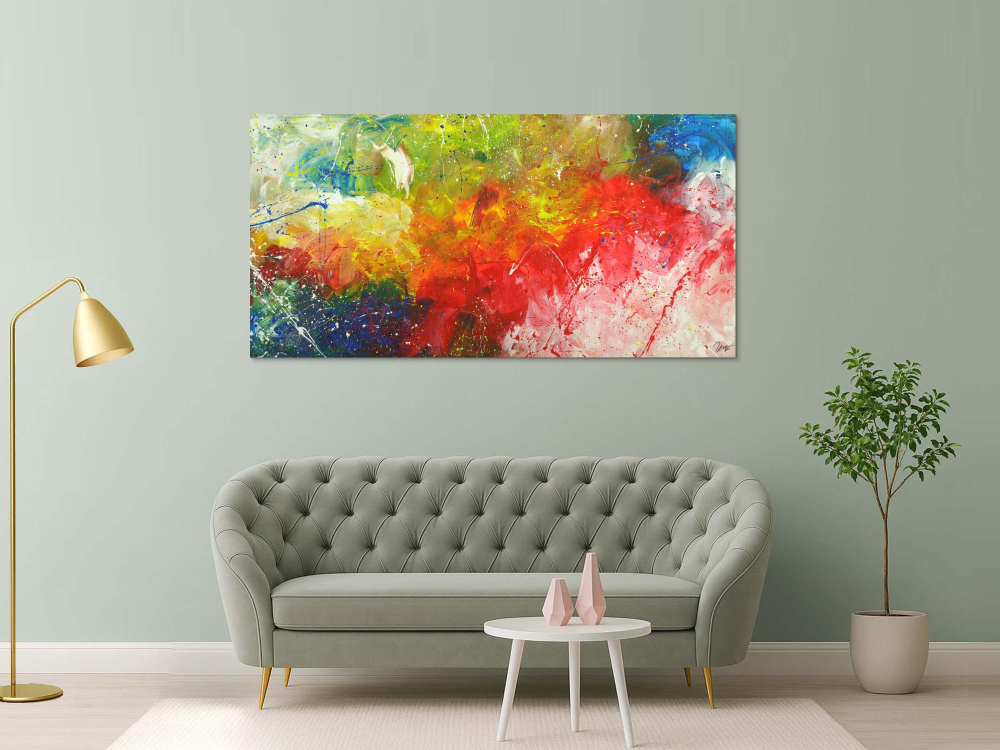 Abstraktes Gemälde Modern Art bunte Farben handgemalt auf Leinwand