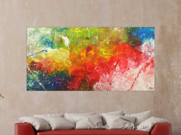 Abstraktes Gemälde Modern Art bunte Farben handgemalt auf Leinwand