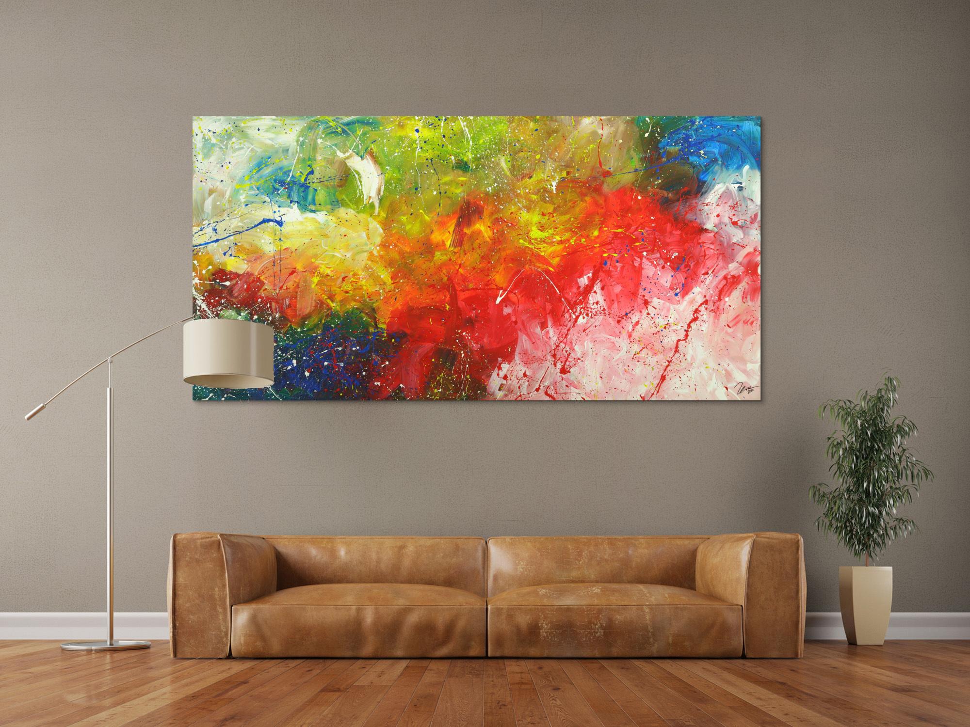 Abstraktes Gemälde Modern Art bunte Farben handgemalt auf Leinwand