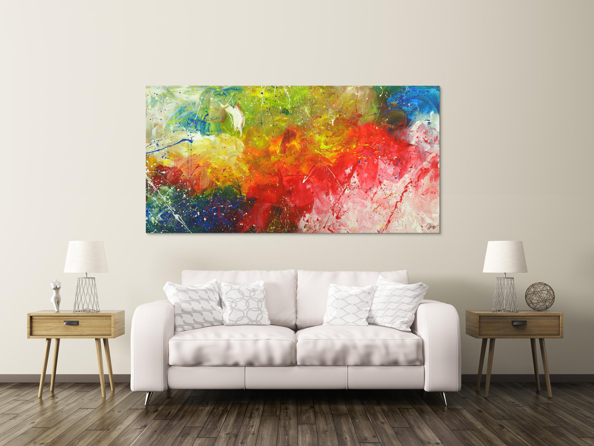 Abstraktes Gemälde Modern Art bunte Farben handgemalt auf Leinwand