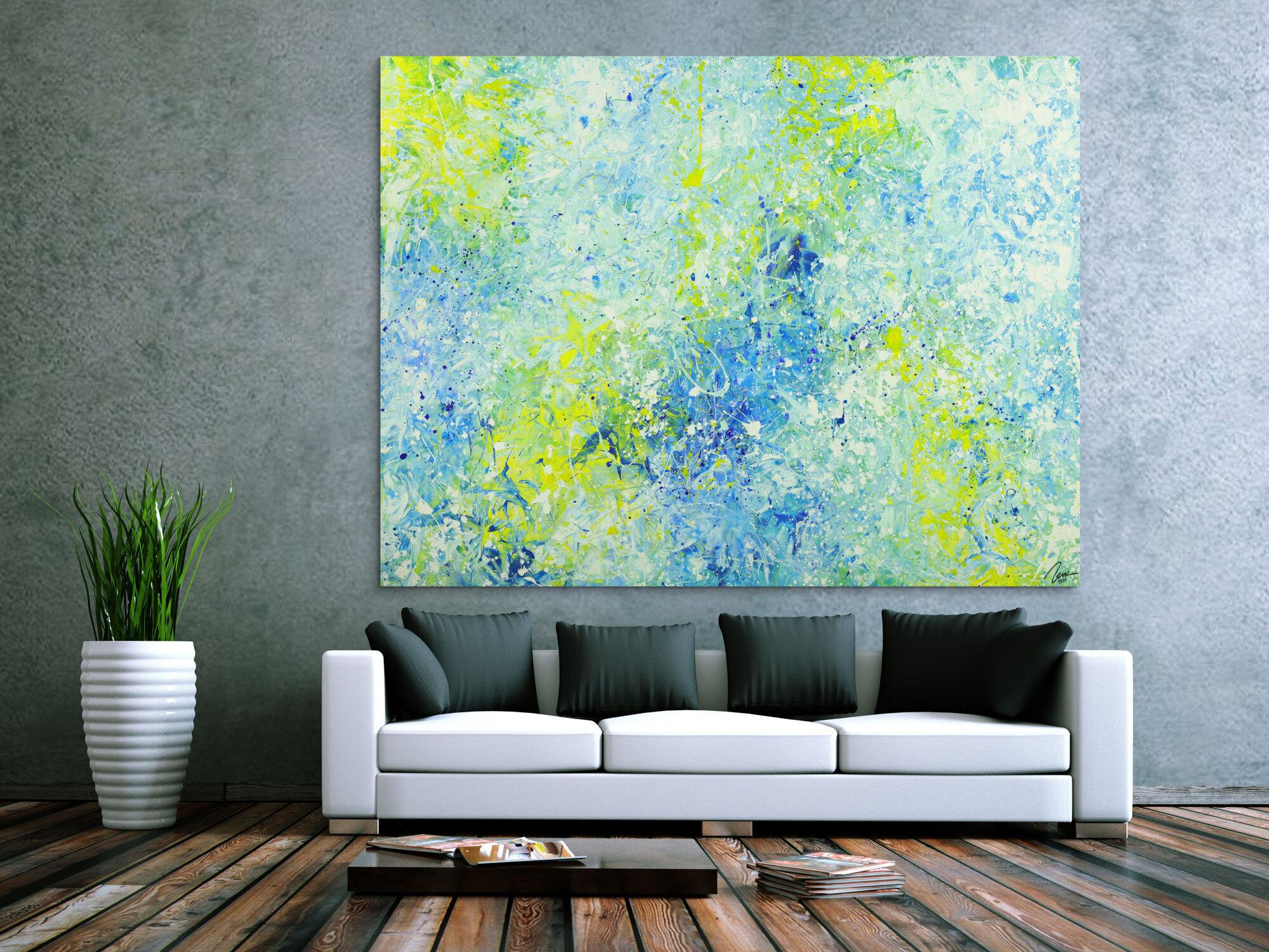 Abstraktes Acrylbild modernes Gemälde auf Leinwand sehr groß Action Painting