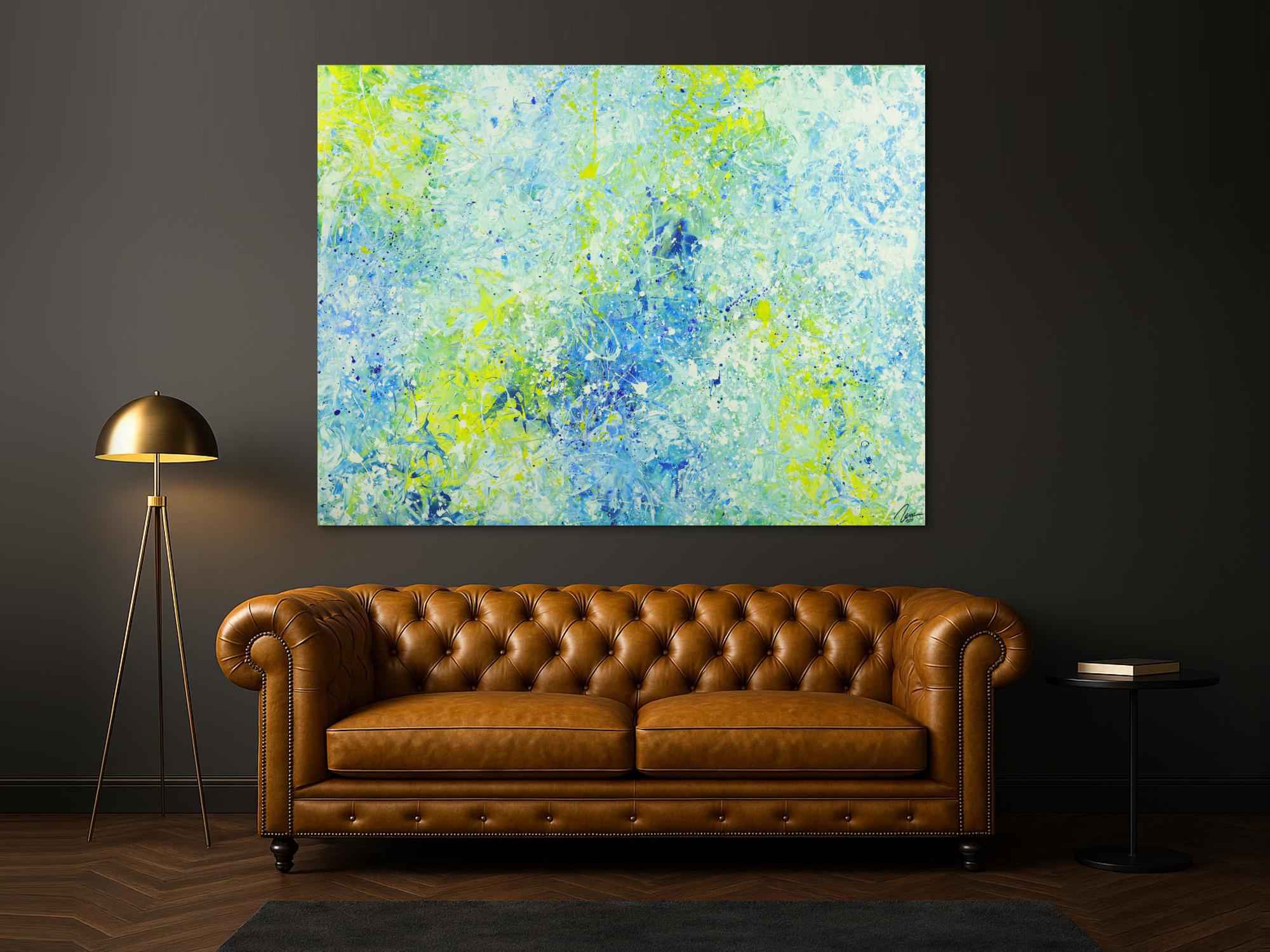 Abstraktes Acrylbild modernes Gemälde auf Leinwand sehr groß Action Painting