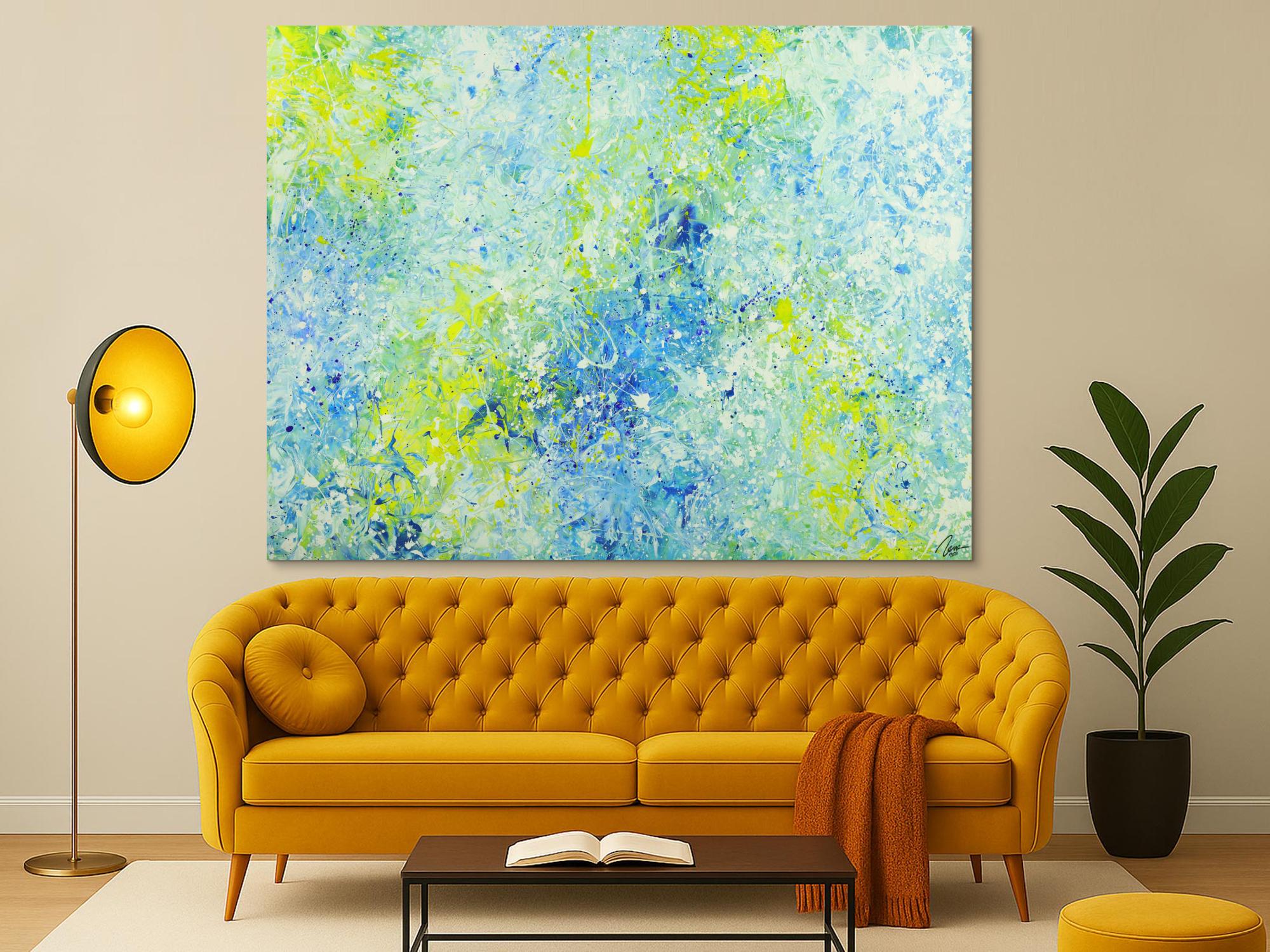 Abstraktes Acrylbild modernes Gemälde auf Leinwand sehr groß Action Painting