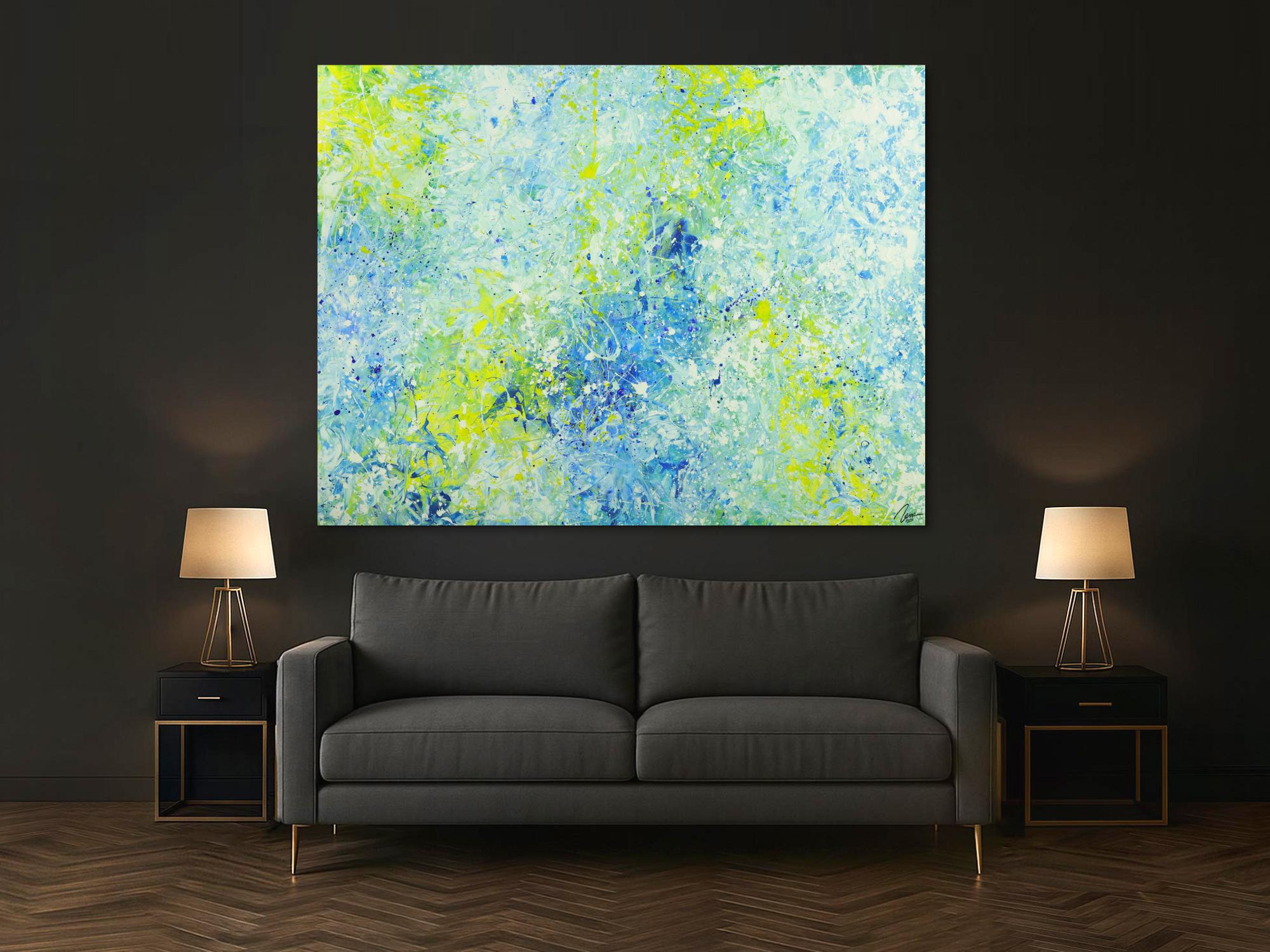 Abstraktes Acrylbild modernes Gemälde auf Leinwand sehr groß Action Painting