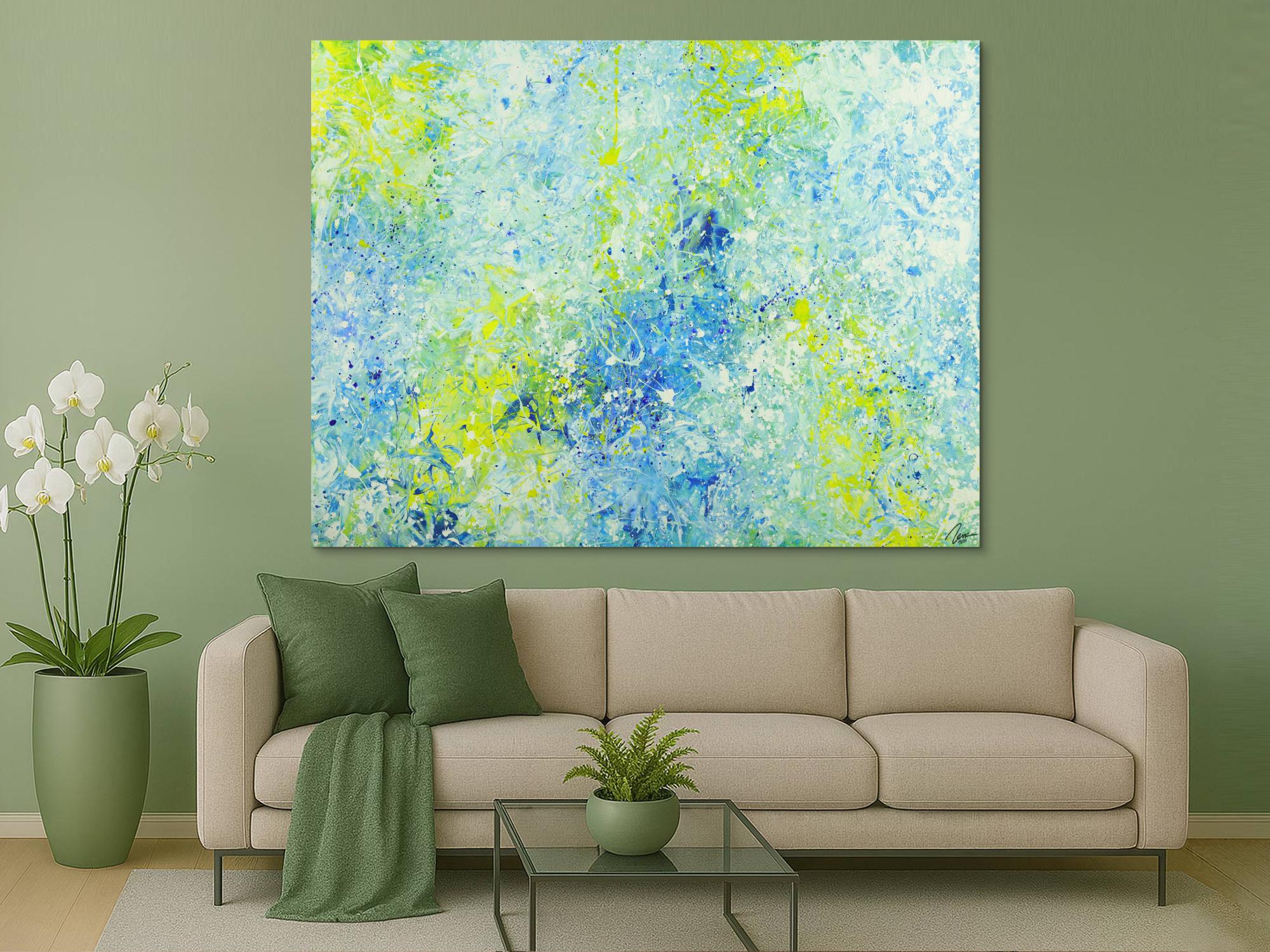 Abstraktes Acrylbild modernes Gemälde auf Leinwand sehr groß Action Painting