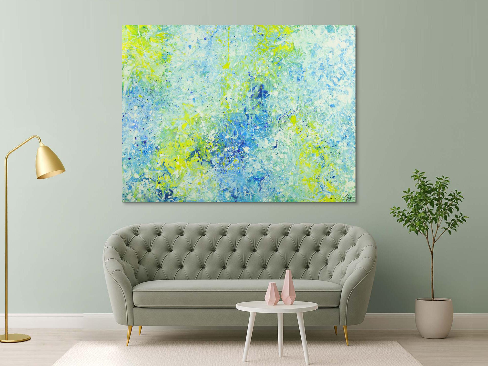 Abstraktes Acrylbild modernes Gemälde auf Leinwand sehr groß Action Painting