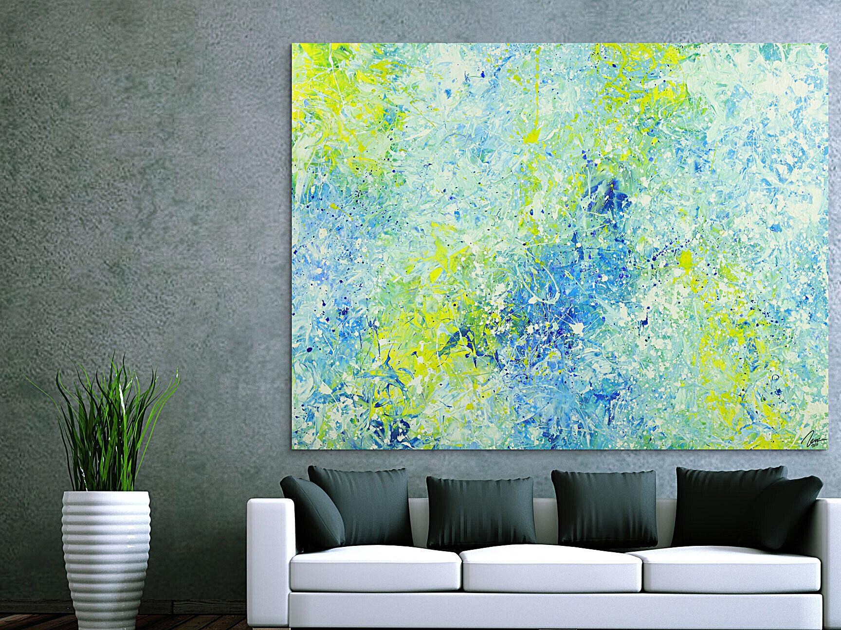 Abstraktes Acrylbild modernes Gemälde auf Leinwand sehr groß Action Painting
