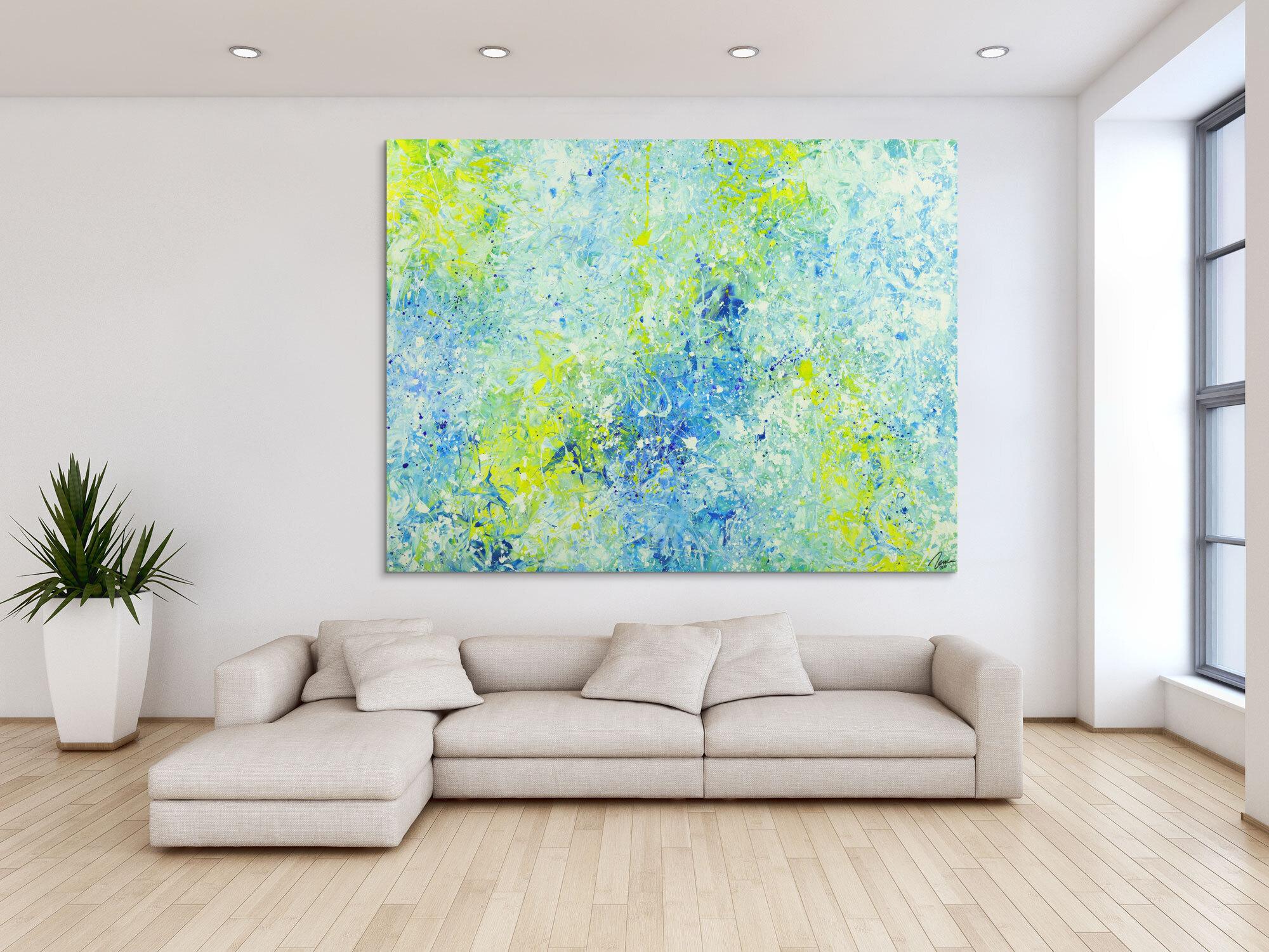 Abstraktes Acrylbild modernes Gemälde auf Leinwand sehr groß Action Painting