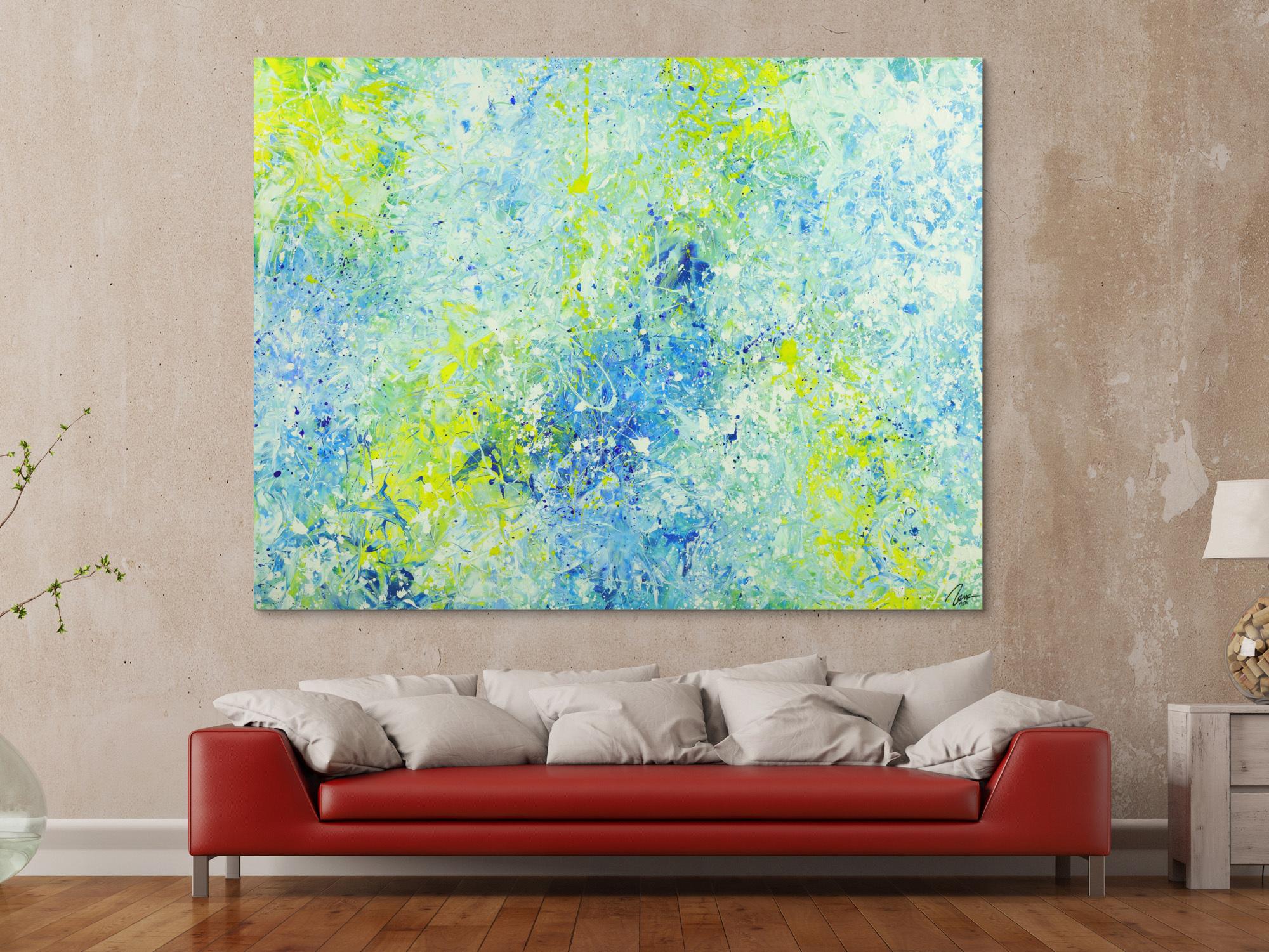 Abstraktes Acrylbild modernes Gemälde auf Leinwand sehr groß Action Painting