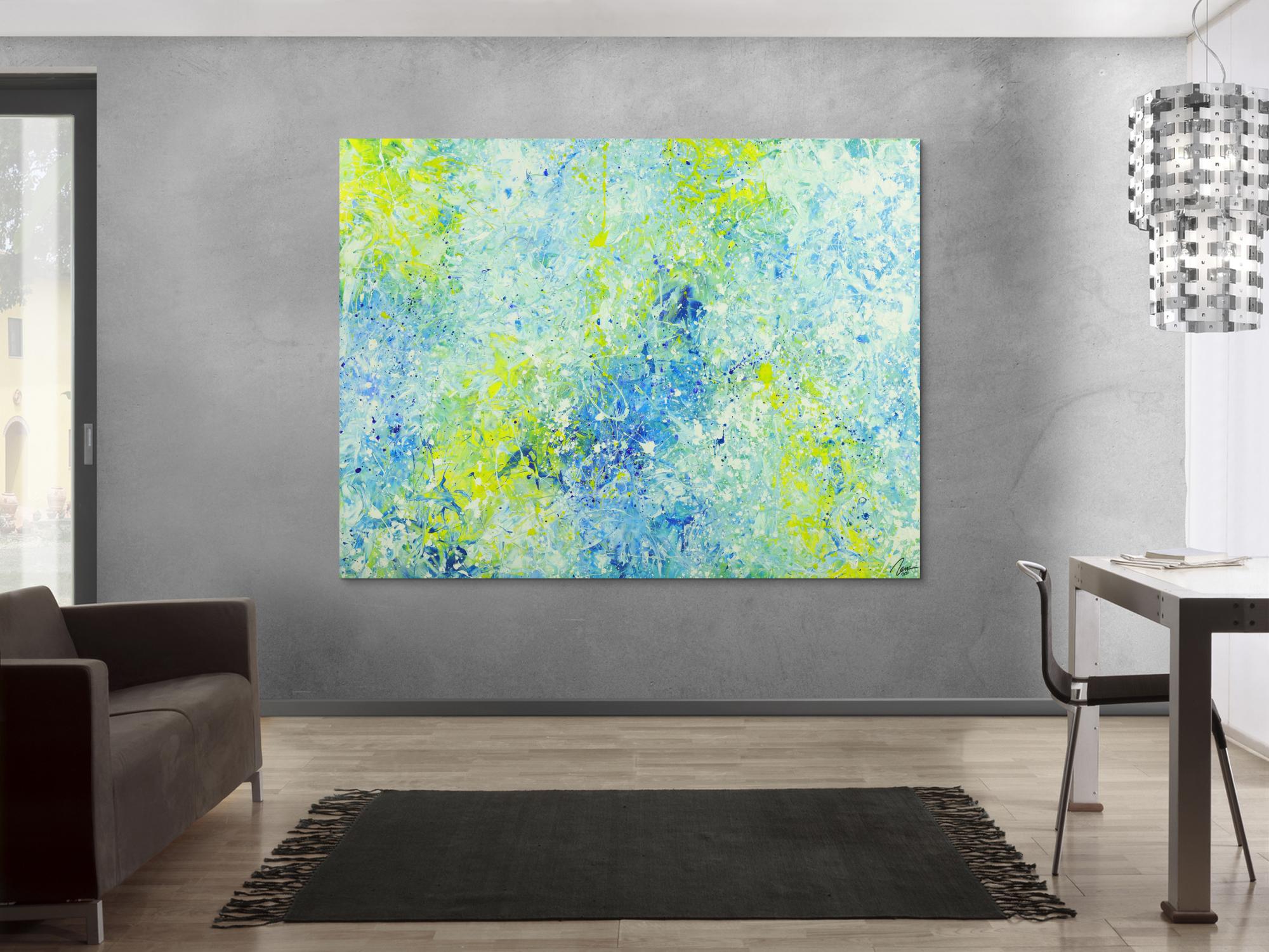 Abstraktes Acrylbild modernes Gemälde auf Leinwand sehr groß Action Painting