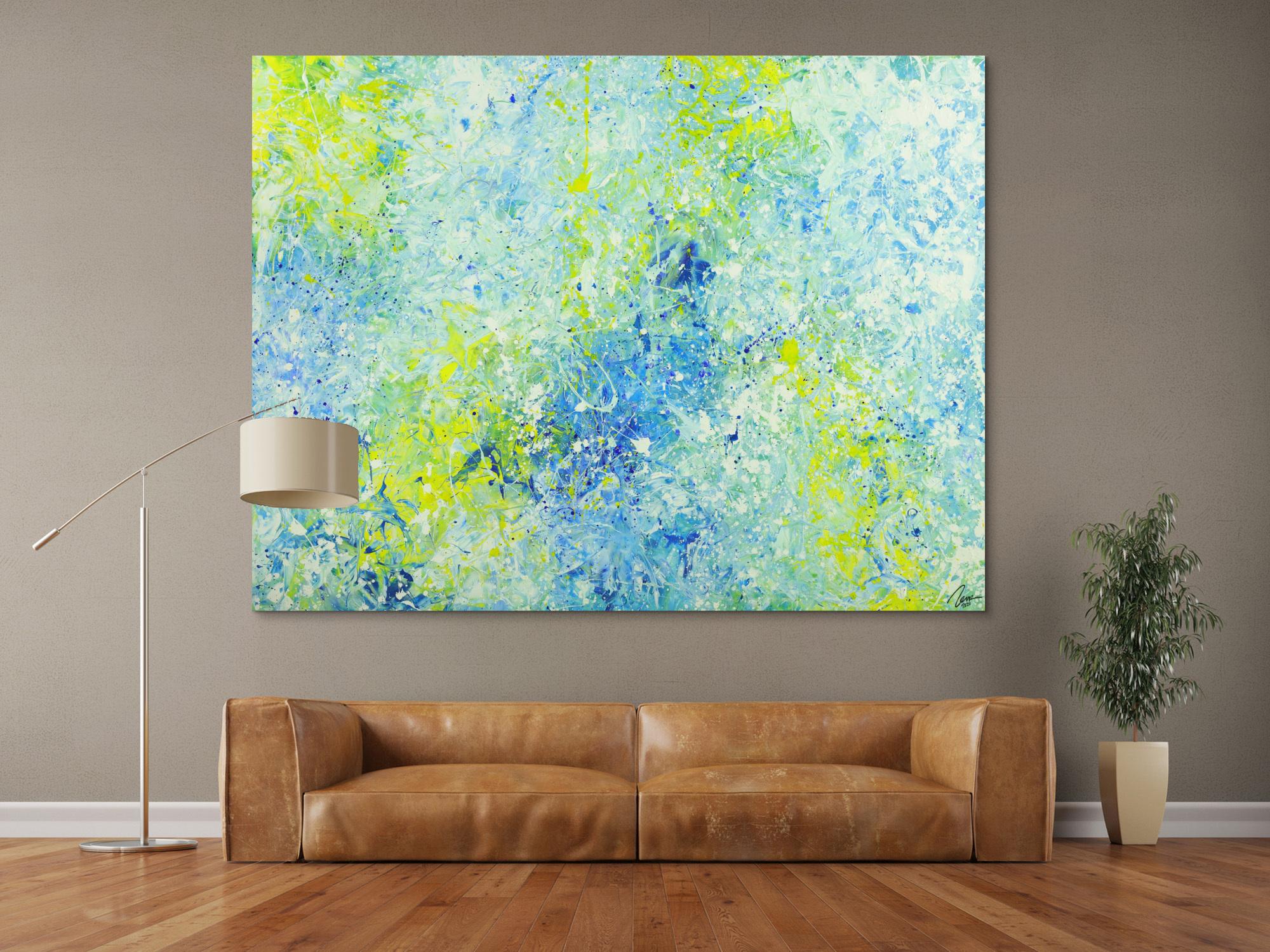 Abstraktes Acrylbild modernes Gemälde auf Leinwand sehr groß Action Painting