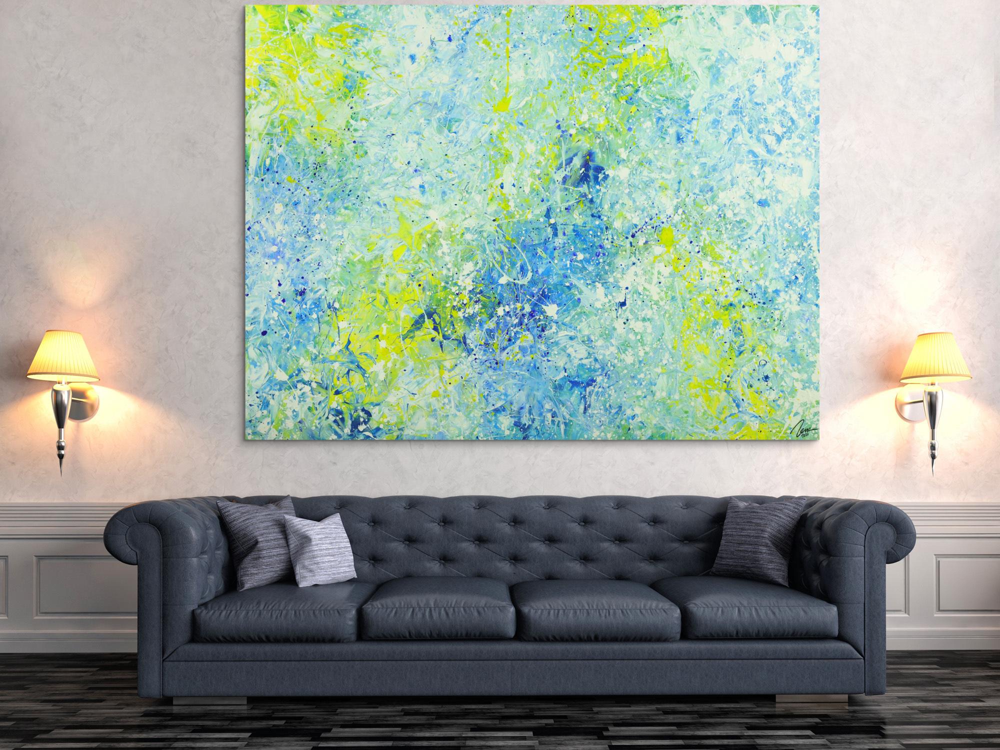 Abstraktes Acrylbild modernes Gemälde auf Leinwand sehr groß Action Painting