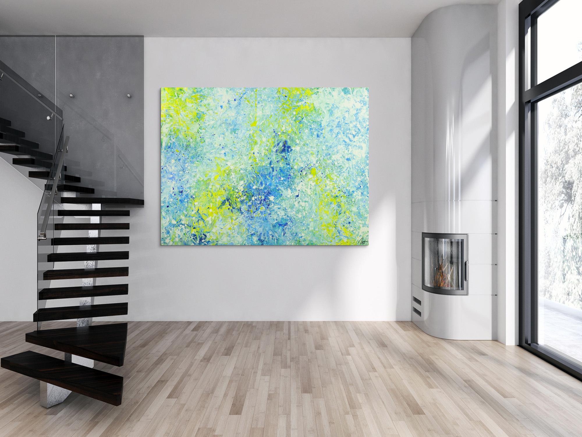 Abstraktes Acrylbild modernes Gemälde auf Leinwand sehr groß Action Painting