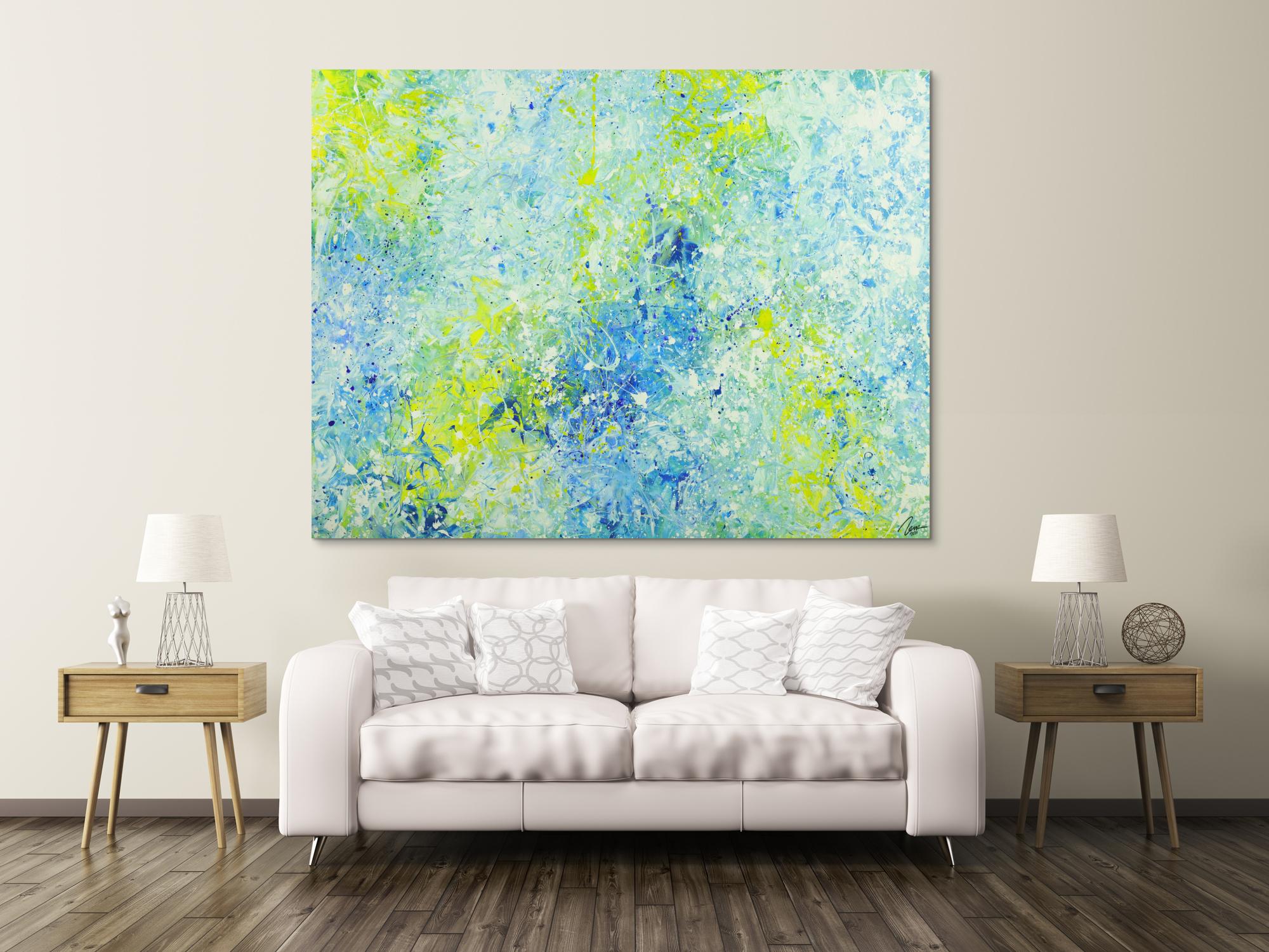 Abstraktes Acrylbild modernes Gemälde auf Leinwand sehr groß Action Painting