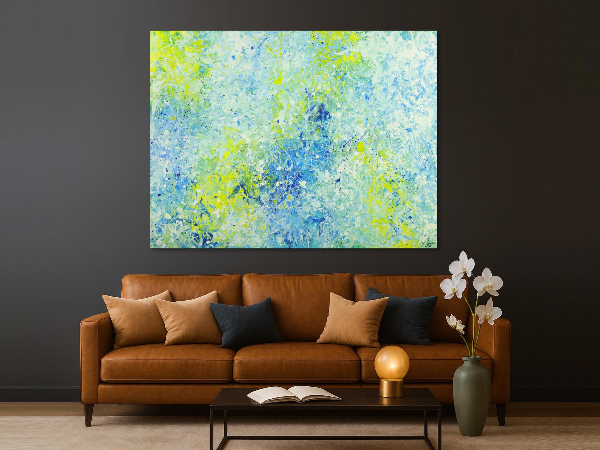 Abstraktes Acrylbild modernes Gemälde auf Leinwand sehr groß Action Painting