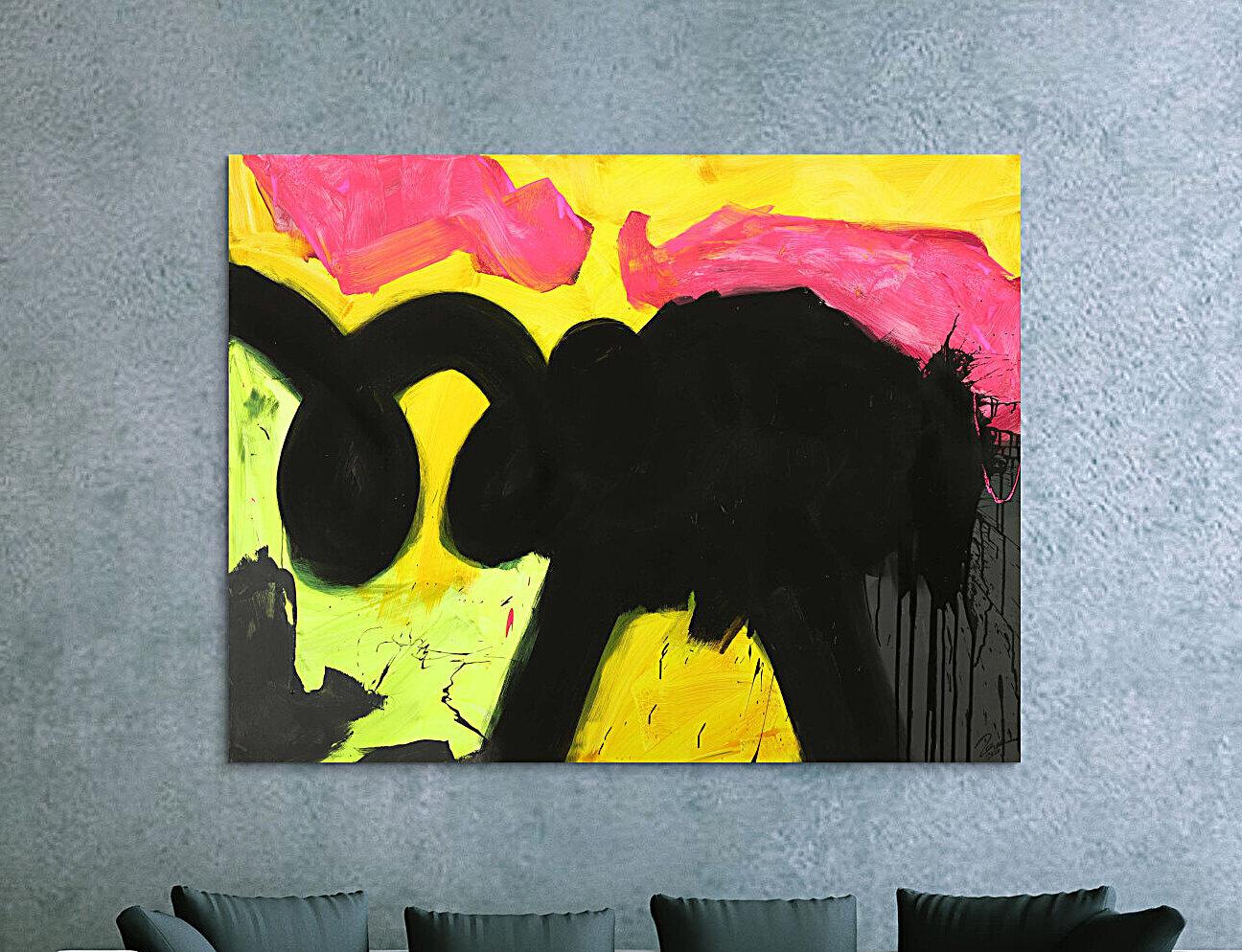 Abstraktes Gemälde Minimalistisch Neon Farben Modern Art auf Leinwand handgemalt