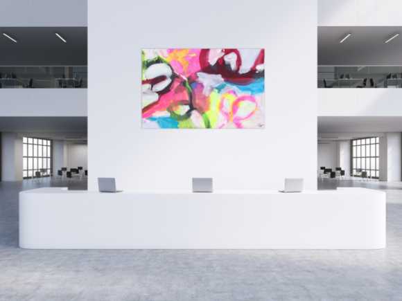 Abstraktes Gemälde Neon Farben Modern Art zeitgenössisch handgemalt Leinwand