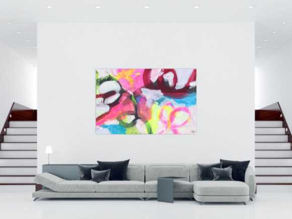 Abstraktes Gemälde Neon Farben Modern Art zeitgenössisch handgemalt Leinwand