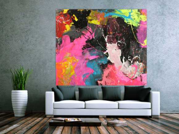 Abstraktes Gemälde Action Painting Neon Farben Neon Farben fluoreszierend