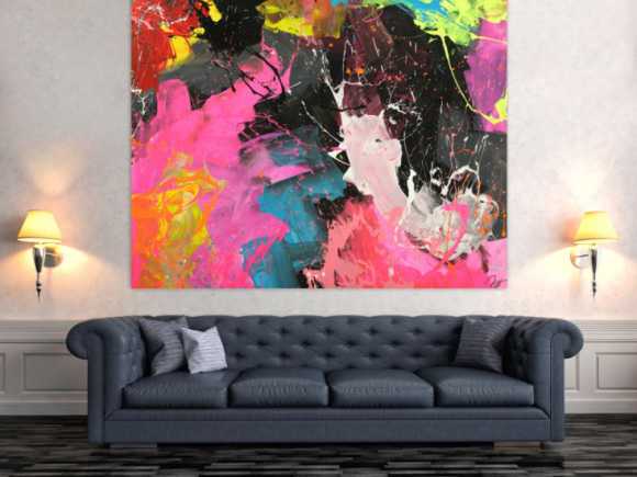 Abstraktes Gemälde Action Painting Neon Farben Neon Farben fluoreszierend