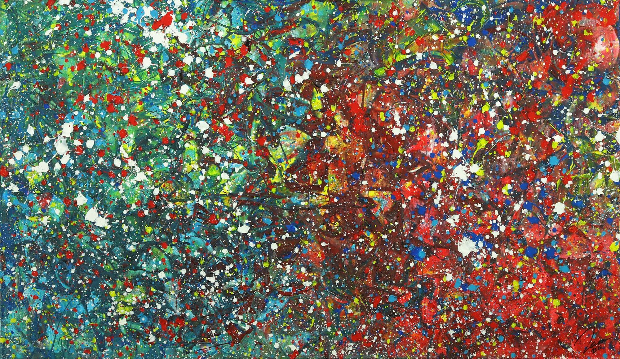 Abstraktes Acrylgemälde Modern Art handgemalt Action Painting