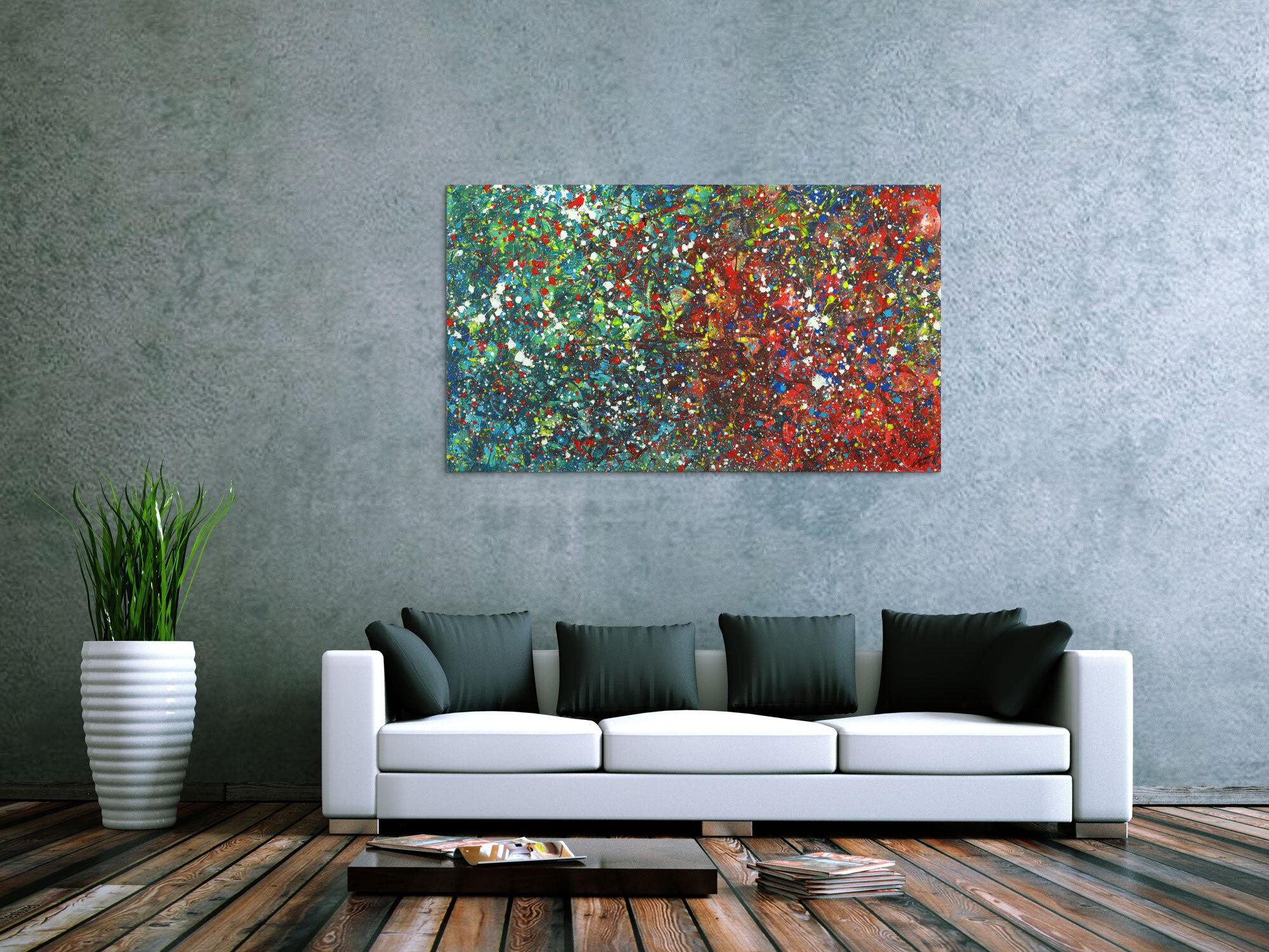 Abstraktes Acrylgemälde Modern Art handgemalt Action Painting