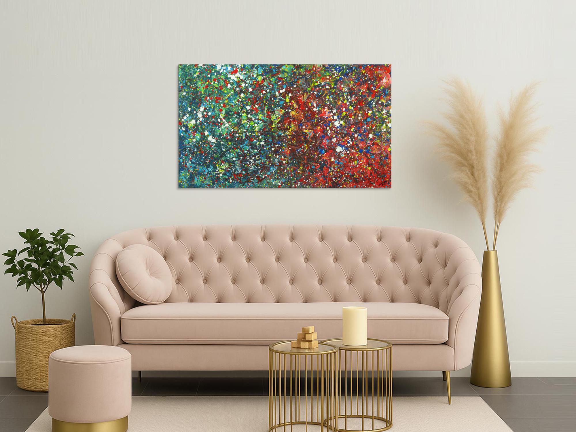 Abstraktes Acrylgemälde Modern Art handgemalt Action Painting