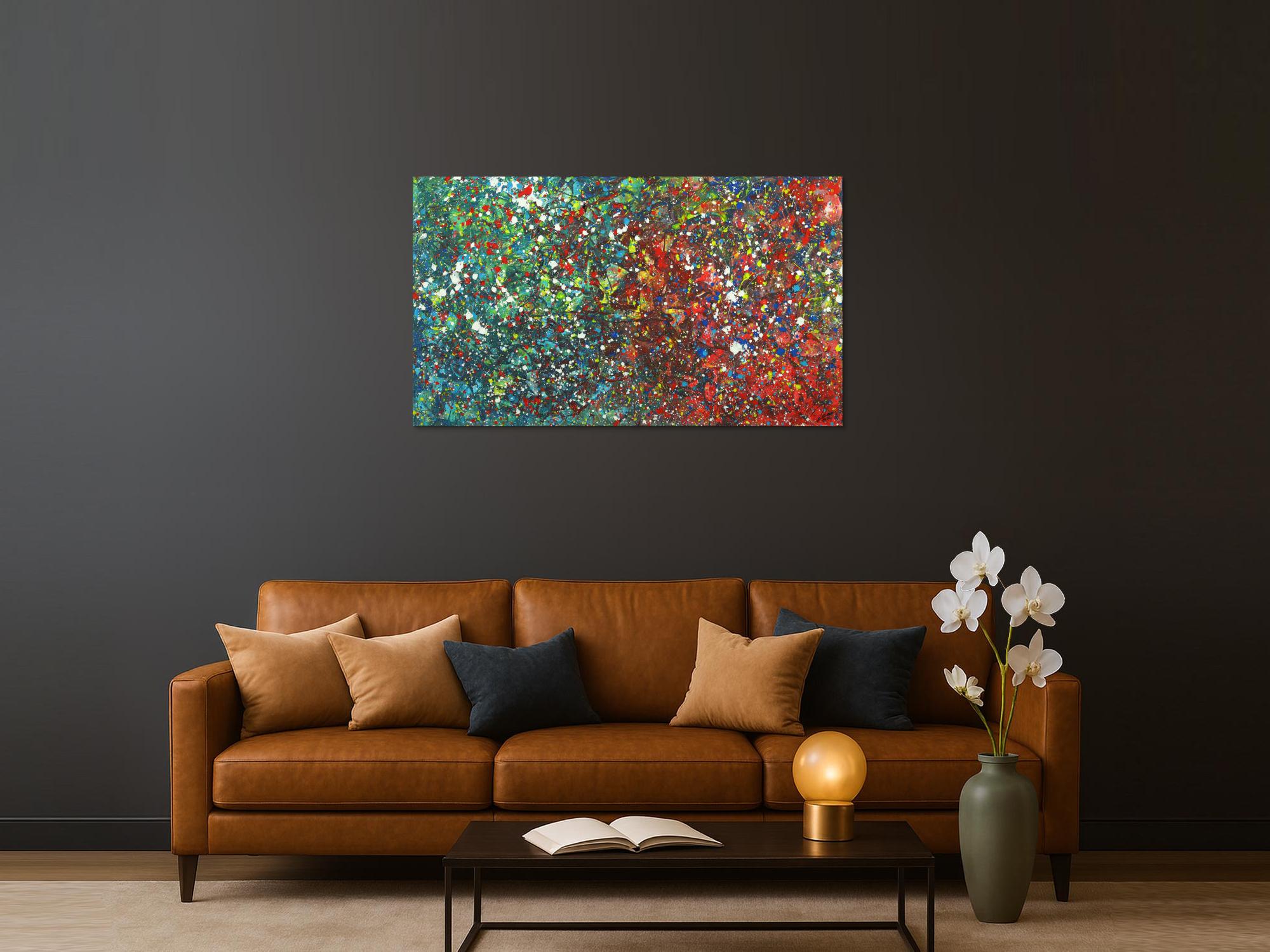 Abstraktes Acrylgemälde Modern Art handgemalt Action Painting