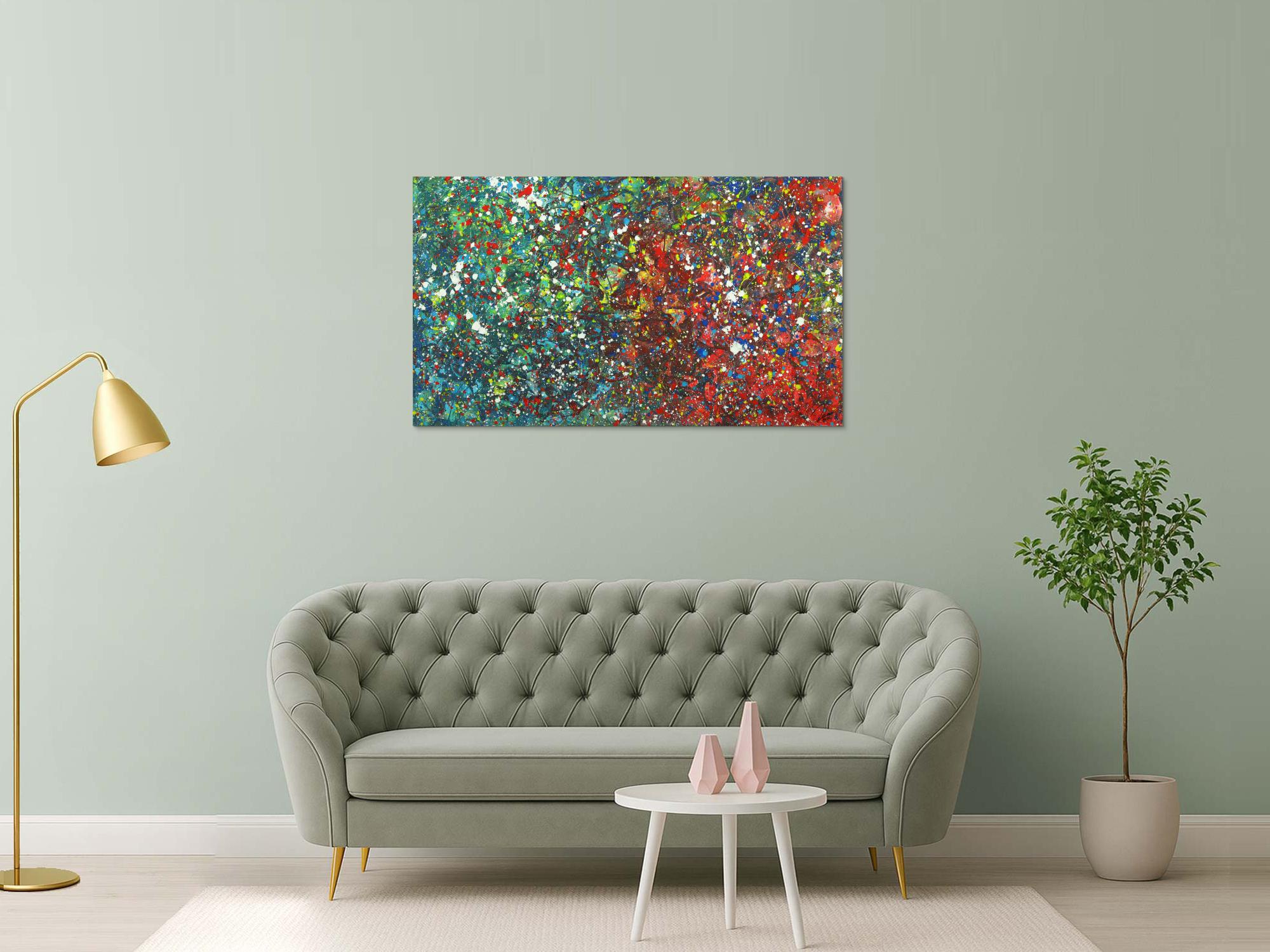 Abstraktes Acrylgemälde Modern Art handgemalt Action Painting