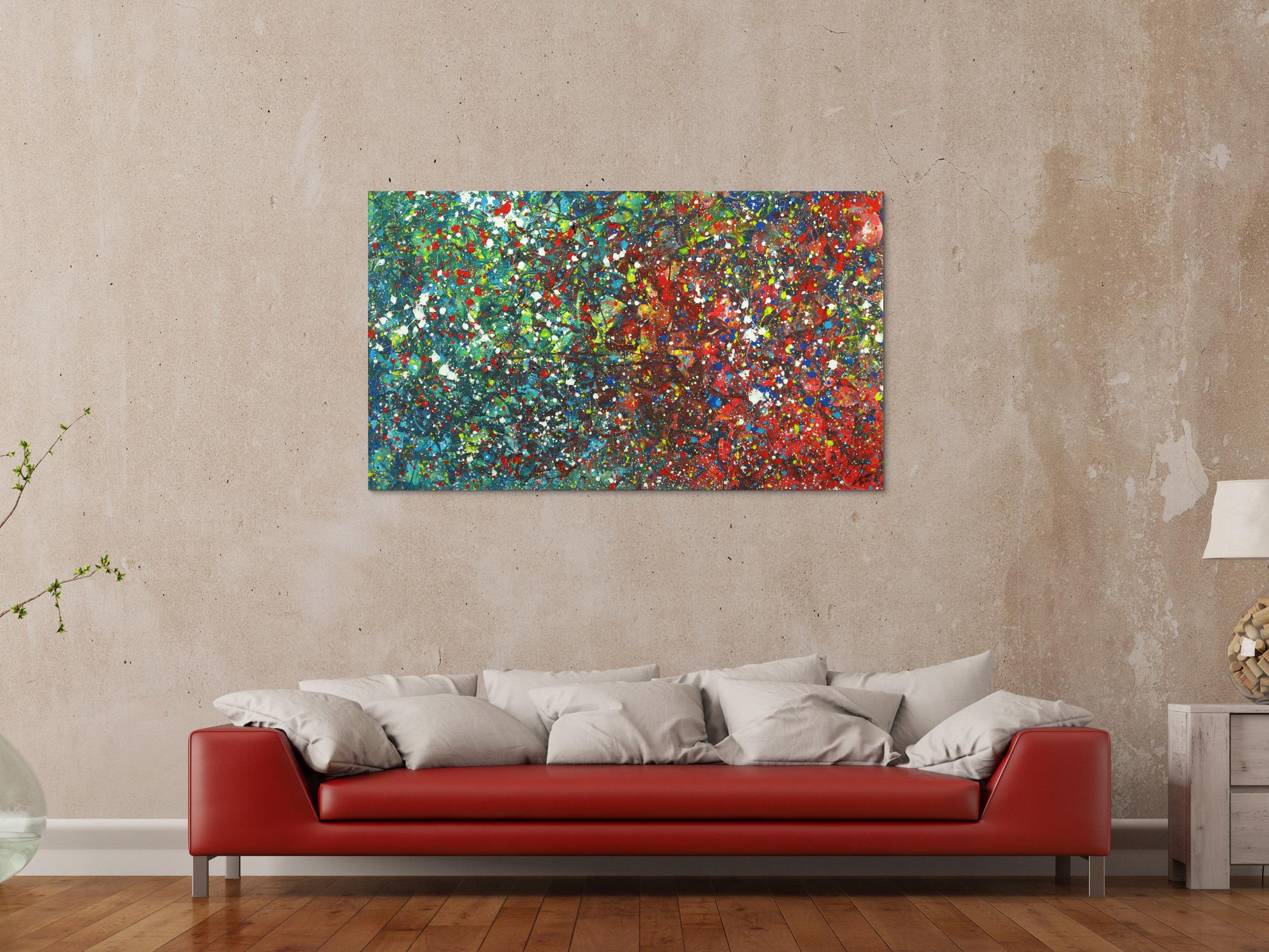 Abstraktes Acrylgemälde Modern Art handgemalt Action Painting