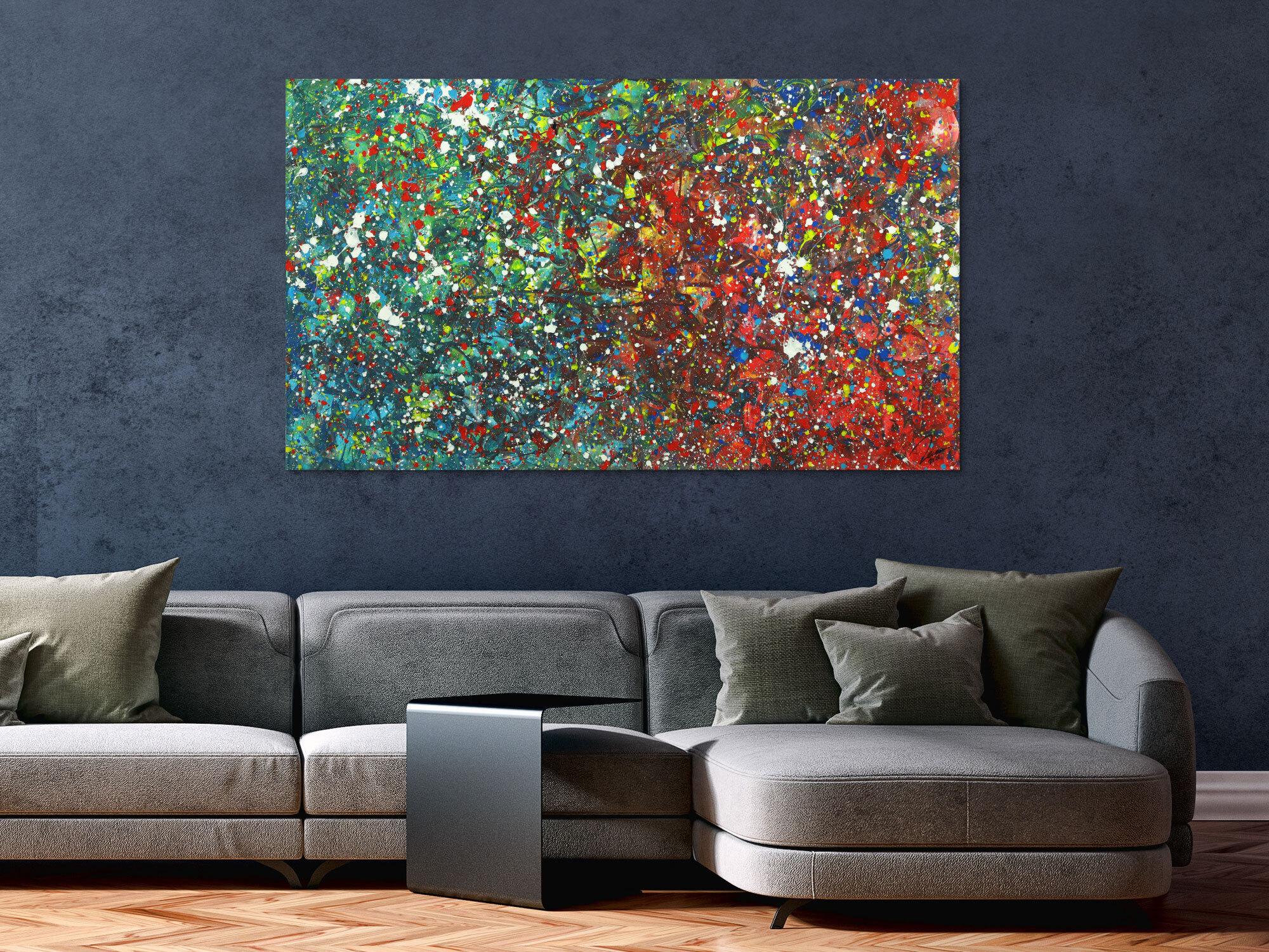 Abstraktes Acrylgemälde Modern Art handgemalt Action Painting