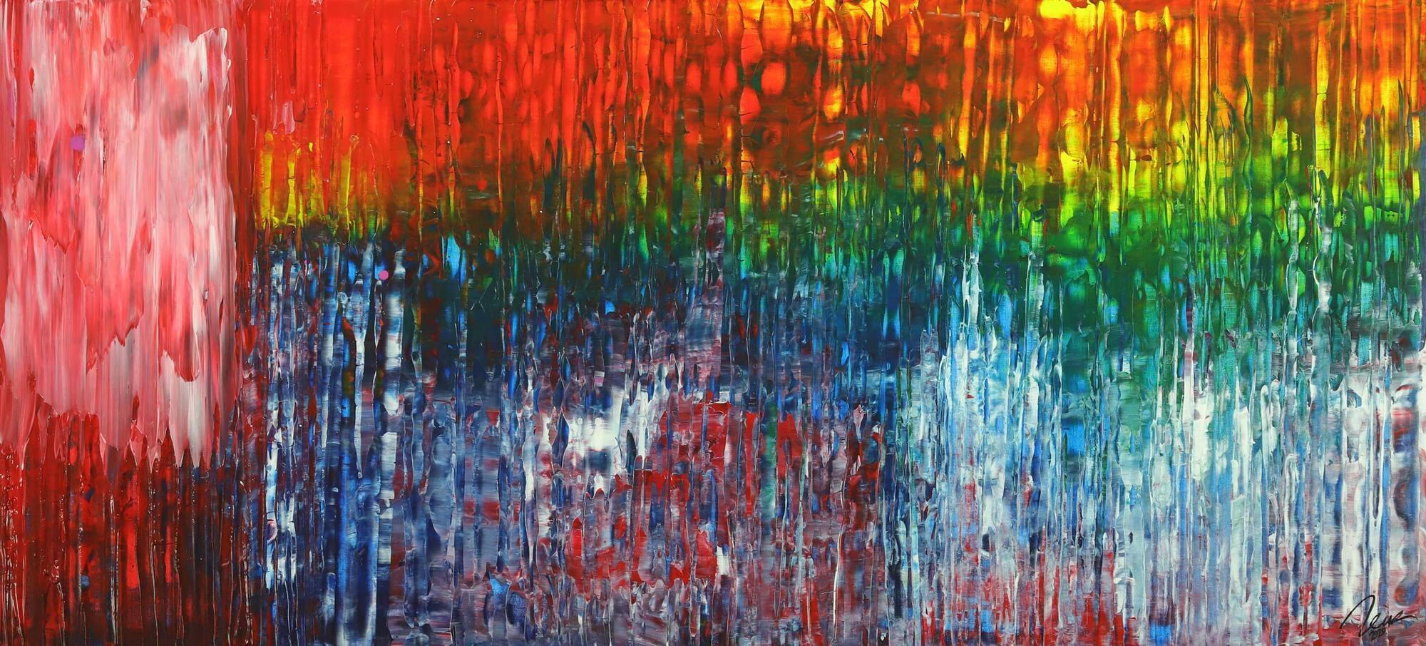 Abstraktes Gemälde Spachteltechnik Modern Art auf Leinwand handgemalt bunte Farben