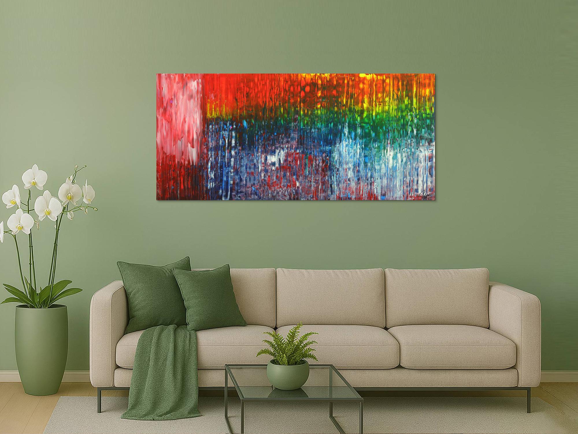 Abstraktes Gemälde Spachteltechnik Modern Art auf Leinwand handgemalt bunte Farben