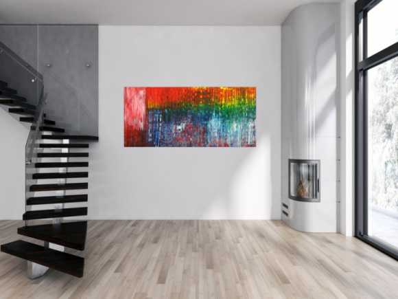 Abstraktes Gemälde Spachteltechnik Modern Art auf Leinwand handgemalt bunte Farben
