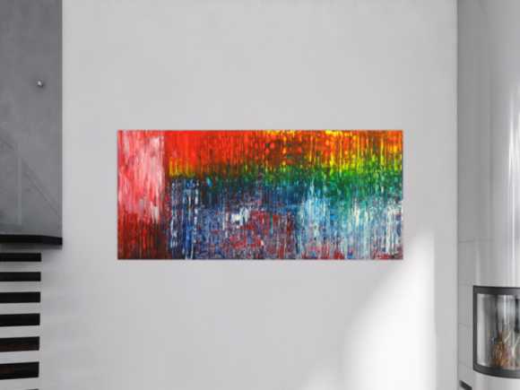 Abstraktes Gemälde Spachteltechnik Modern Art auf Leinwand handgemalt bunte Farben