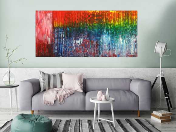 Abstraktes Gemälde Spachteltechnik Modern Art auf Leinwand handgemalt bunte Farben