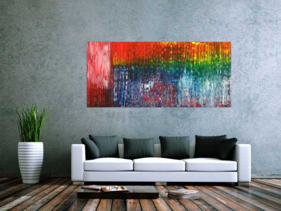 Abstraktes Gemälde Spachteltechnik Modern Art auf Leinwand handgemalt bunte Farben