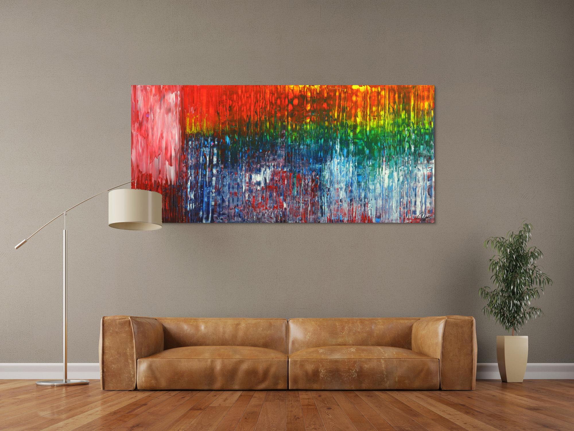 Abstraktes Gemälde Spachteltechnik Modern Art auf Leinwand handgemalt bunte Farben