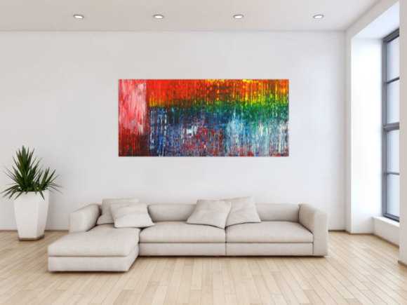 Abstraktes Gemälde Spachteltechnik Modern Art auf Leinwand handgemalt bunte Farben