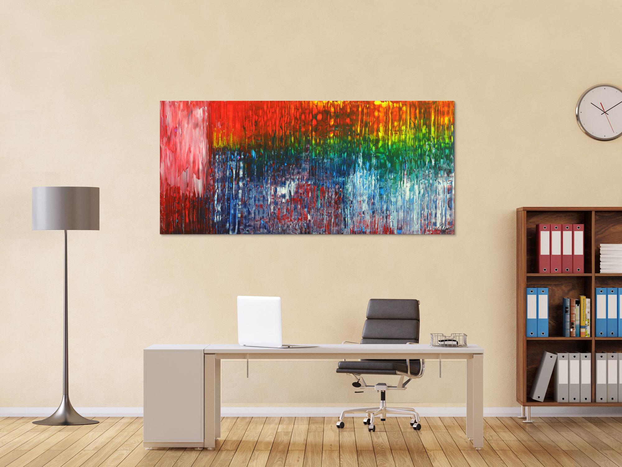 Abstraktes Gemälde Spachteltechnik Modern Art auf Leinwand handgemalt bunte Farben